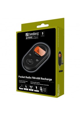 Радіо приймач FM/AM кишеньковий (Rechargeable) з навушниками, Sandberg