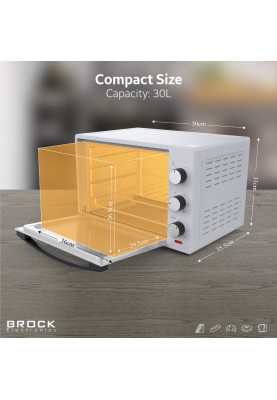 Електрична піч BROCK TO 3001 WH 1600Вт/ 30л /механічне керування/ біла