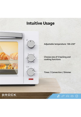 Електрична піч BROCK TO 3001 WH 1600Вт/ 30л /механічне керування/ біла