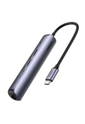 Док-станція USB3.1 Type-C --> HDMI/USB 3.0x2/RJ45/PD Ugreen CM418 Сіра