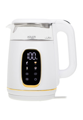 Електрочайник Adler AD 1305 white gold 1850-2200Вт/ 1.7л/ скло/ встановлення температури/