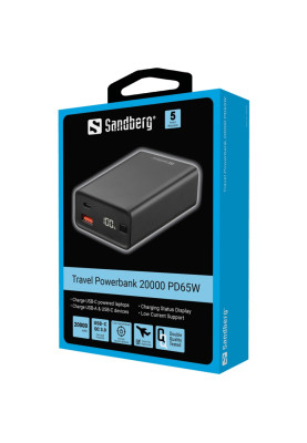 УМБ Sandberg 20000mAh 65W, Type-C PD, USB QC 3.0, кабель 100W 0.5m