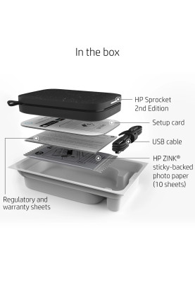 Фотодрукарка портативна HP Sprocket Black (2"x3",313x400dpi,Zink, 64MB,Bluetooth, колір чорний)