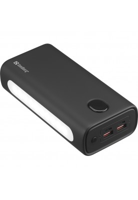 УМБ Sandberg PD 30000mAh 20W 1,7A QC3.0, UPS mode, 2хUSB, Type-C OUT, ліхтарик