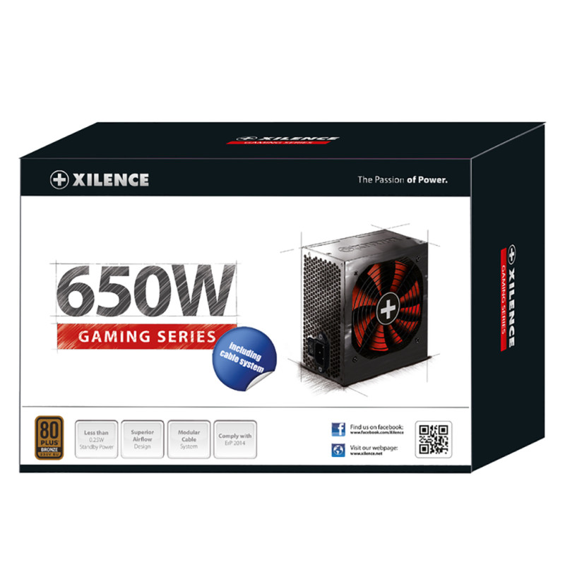 БЖ 650W Xilence XP650R10 Gaming series, 140mm, 80+ BRONZE, Semi-Modular, Retail Box