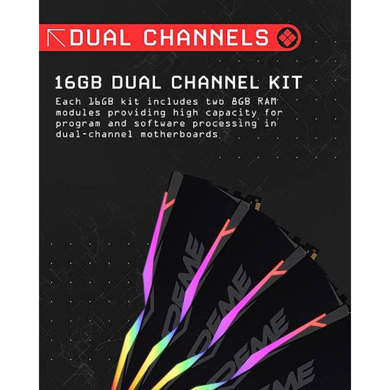 Пам'ять DDR4 32Gb 3600MHz (2*16Gb) OCPC X3 RGB White, Kit