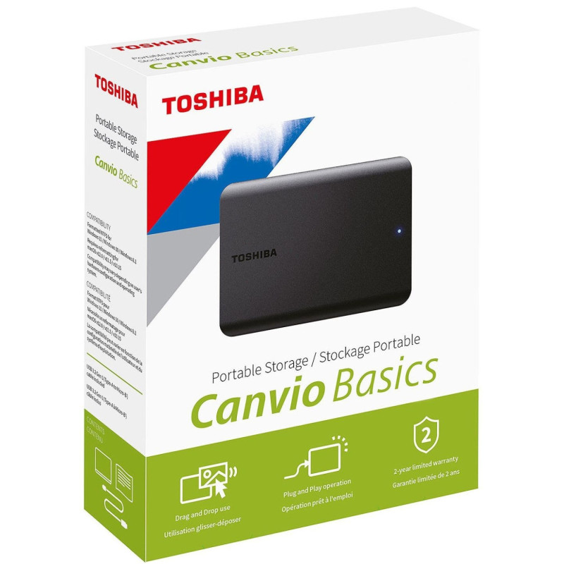 HDD external, USB 3.0  1Tb, Toshiba Canvio Basics 2.5" External (HDTB510EK3AA), чорний