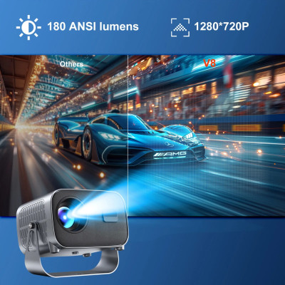 Проєктор H96 MAX V8 LED LCD HD 180AL 16:9 CPU:RK3566 1G/8G Android 12.0 WiFi6 BT сірий Проєктор H96 MAX V8 LED LCD HD 180AL 16:9 CPU:RK3566 1G/8G Android 12.0 WiFi6 BT сірий