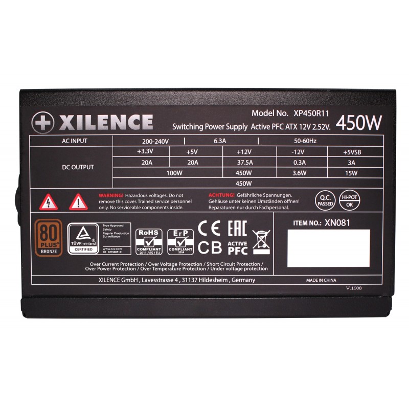 БЖ 450W Xilence XP450R11 Performance A+ III, 120mm, 80+ BRONZE, Retail Box