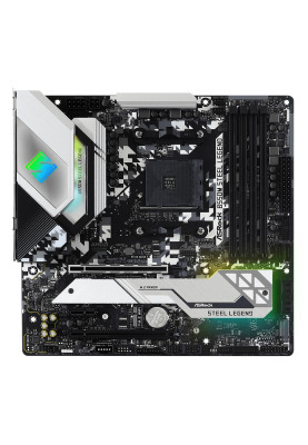 ASRock B550M STEEL LEGEND (AM4/B550, 4*DDR4, 2xPCIex16, HDMI/DP, 6xSATAІІІ, 3xM.2,GLan,7.1ch, mATX)