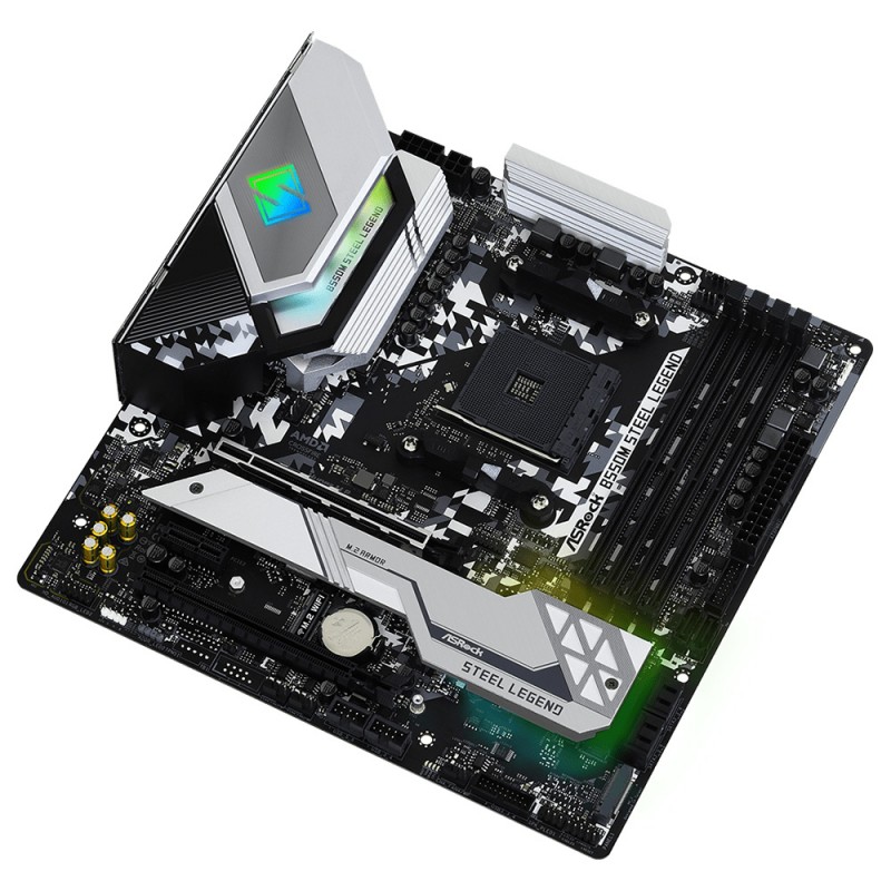 ASRock B550M STEEL LEGEND (AM4/B550, 4*DDR4, 2xPCIex16, HDMI/DP, 6xSATAІІІ, 3xM.2,GLan,7.1ch, mATX)