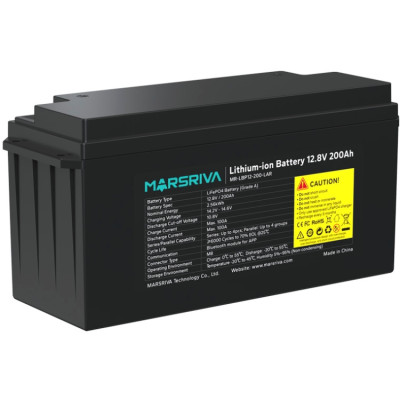 Акумуляторна батарея Marsriva LiFePO4, 12.8V/200Ah (MR-LBP12-200-LAR), 2.56kWh Акумуляторна батарея Marsriva LiFePO4, 12.8V/200Ah (MR-LBP12-200-LAR), 2.56kWh