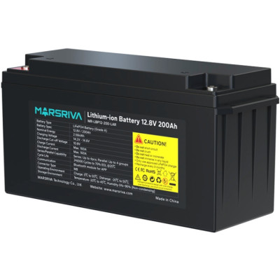 Акумуляторна батарея Marsriva LiFePO4, 12.8V/200Ah (MR-LBP12-200-LAR), 2.56kWh Акумуляторна батарея Marsriva LiFePO4, 12.8V/200Ah (MR-LBP12-200-LAR), 2.56kWh