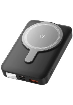 УМБ Vention Magnetic Wireless 10000mAh 22.5W 3A, PD,QC 3.0,USB-C,Lightning,USB-A,LED Display Black