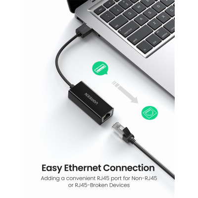 Перехідник USB 2.0 --> Ethernet RJ45 10/100 Mb CR110 UGREEN Білий