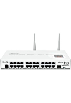 Маршрутизатор Mikrotik CRS125-24G-1S-2HnD-IN, 24x Gigabit Ethernet layer 3 Smart Switch, 1x SFP cage, LCD, 1000mW 802.11b/g/n Dual Chain wireless, 600MHz CPU, 128MB RAM, Metal desktop case, RouterOS L5