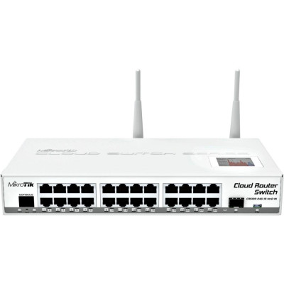 Маршрутизатор Mikrotik CRS125-24G-1S-2HnD-IN, 24x Gigabit Ethernet layer 3 Smart Switch, 1x SFP cage, LCD, 1000mW 802.11b/g/n Dual Chain wireless, 600MHz CPU, 128MB RAM, Metal desktop case, RouterOS L5