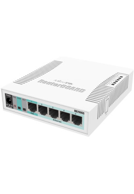 Комутатор Mikrotik RB260GS, 5-port Gigabit smart switch with SFP cage, SwOS, plastic case, PSU