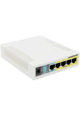 Комутатор Mikrotik RB260GSP, 5-port Gigabit smart switch with SFP cage, SwOS, plastic case, PSU