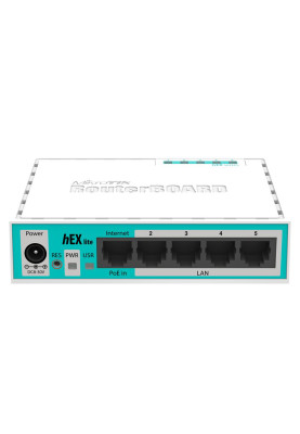 Маршрутизатор Mikrotik hEX lite RB750r2 with 850MHz CPU, 64MB RAM, 5 LAN ports, RouterOS L4, plastic
