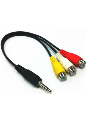 Кабель аудіо/відео Jack 3.5mm M -> 3 x RCA F 0.15 м