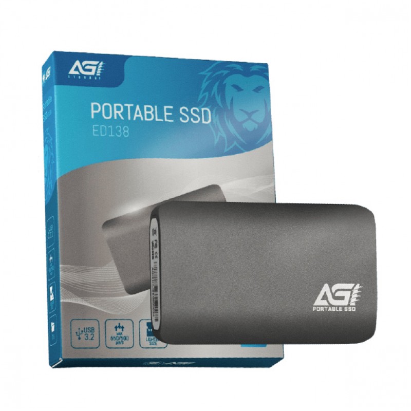 Накопичувач SSD external, USB 3.2 Gen2 Type-C  512Gb, AGI ED138, TLC, Retail