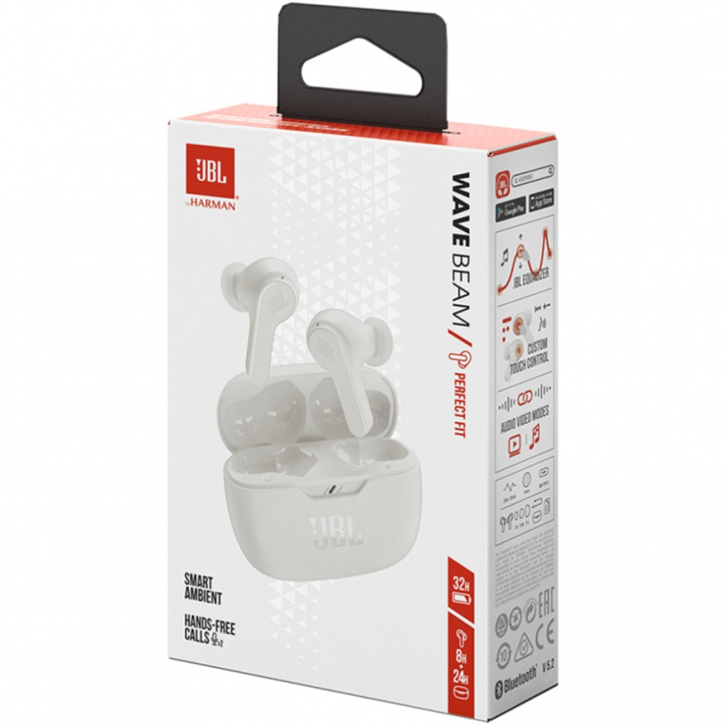 Навушники з мікрофоном JBL TWS Wave Beam White JBLWBEAMWHT