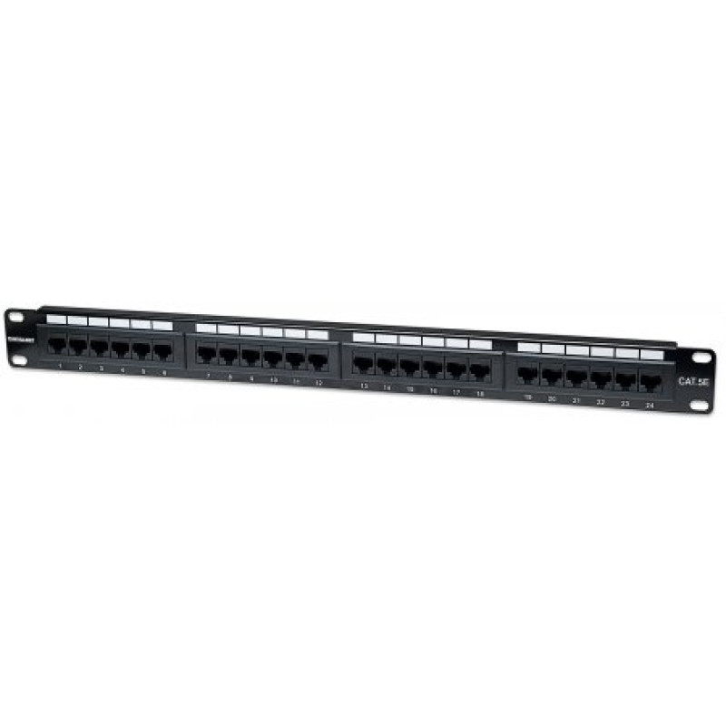 Патч панель 19", 24 port, UTP, Cat.5e, 1unit, Intellinet