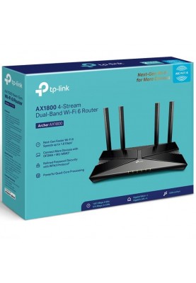Маршрутизатор TP-Link Archer AX1800, Wi-Fi 6, 574 Mbps at 2.4 GHz + 1201 Mbps at 5 GHz, : 4×Ant, Dua