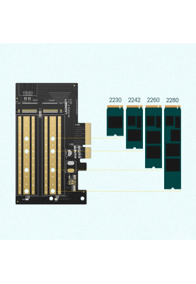 PCI-E 3.0 контролер для SSD M.2 NVMe + M.2 NGFF CM302 Ugreen