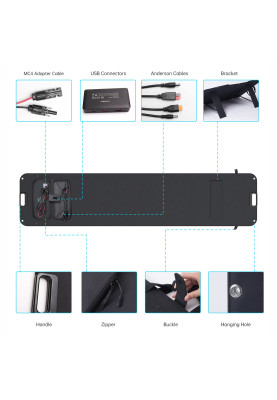 Сонячна панель Choetech 200W DC200W,1*USB QC3.0 18W,1*USB-C PD3.0 45W, 1xUSBA 12W (243x53см)