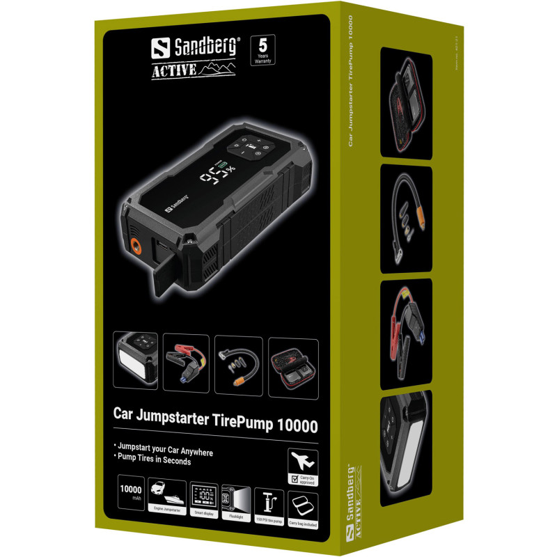 Автомобільний Jump Starter TirePump, компресор 150PSI 10000mAh  USB-A, USB-C,ліхтар 2W Sandberg