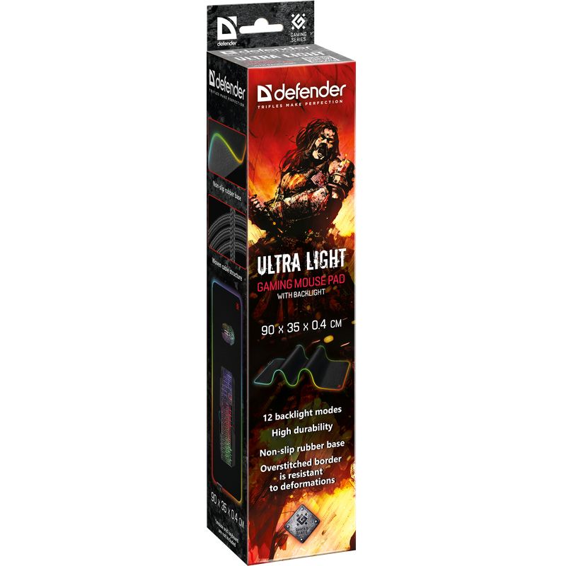 Ігрова поверхня Defender Ultra Light RGB, 900*350*4мм