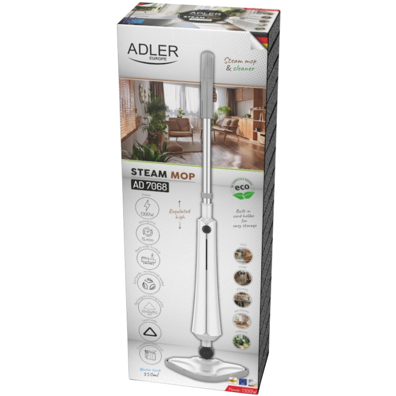 Парова швабра Adler AD 7068 1300Вт/ 350мл/ 23 г/хв/ біла