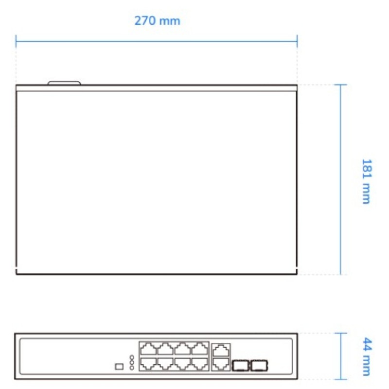Комутатор VIVOTEK AW-FGT-100D-120, Unmanaged 8xFE PoE + 2xGE Combo Switch