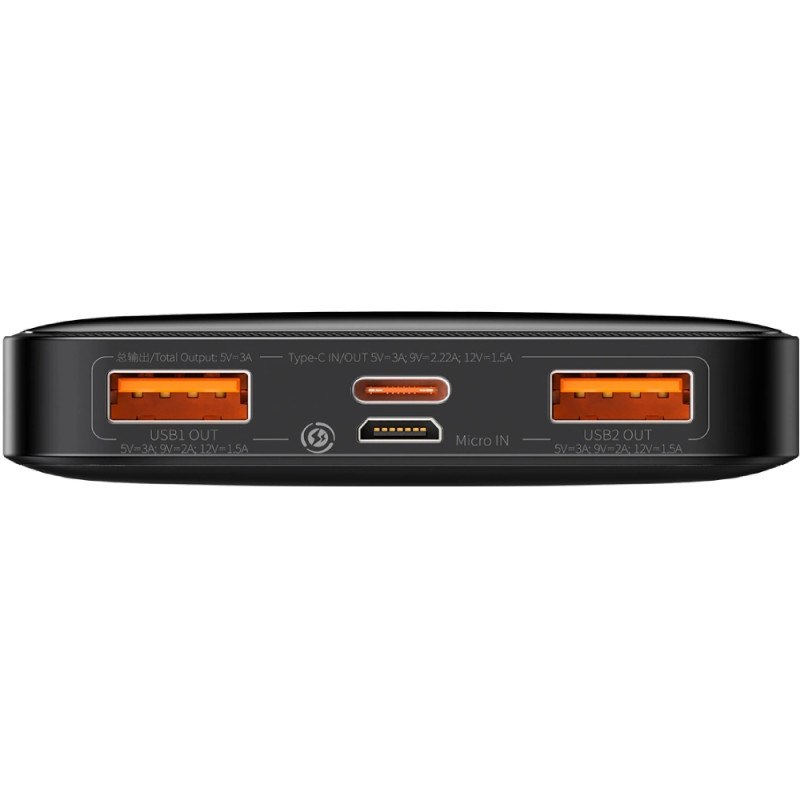 УМБ Baseus Bipow Overseas Edition 10000mAh 20W, 2xUSB-A, Micro USB, USB-C IN/Out Black