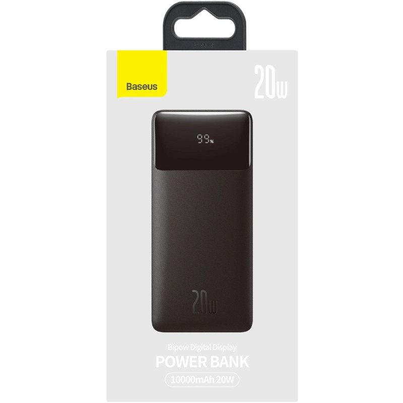 УМБ Baseus Bipow Overseas Edition 10000mAh 20W, 2xUSB-A, Micro USB, USB-C IN/Out Black