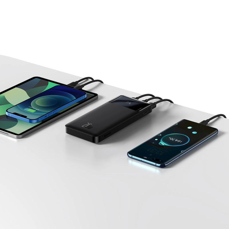УМБ Baseus Bipow Overseas Edition 10000mAh 20W, 2xUSB-A, Micro USB, USB-C IN/Out Black