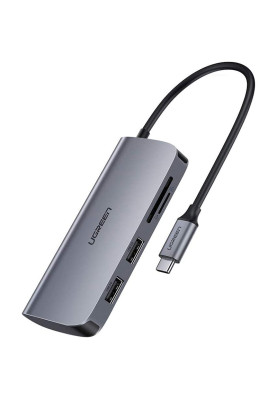 Док-станція USB3.0 Type-C --> USB 3.0x2/HDMI/RJ45/SD/TF/PD Ugreen CM212 Сіра