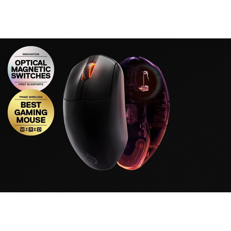 Мишка SteelSeries Prime Wireless Gaming Mouse, RGB, 18000dpi., 6кн., чорна