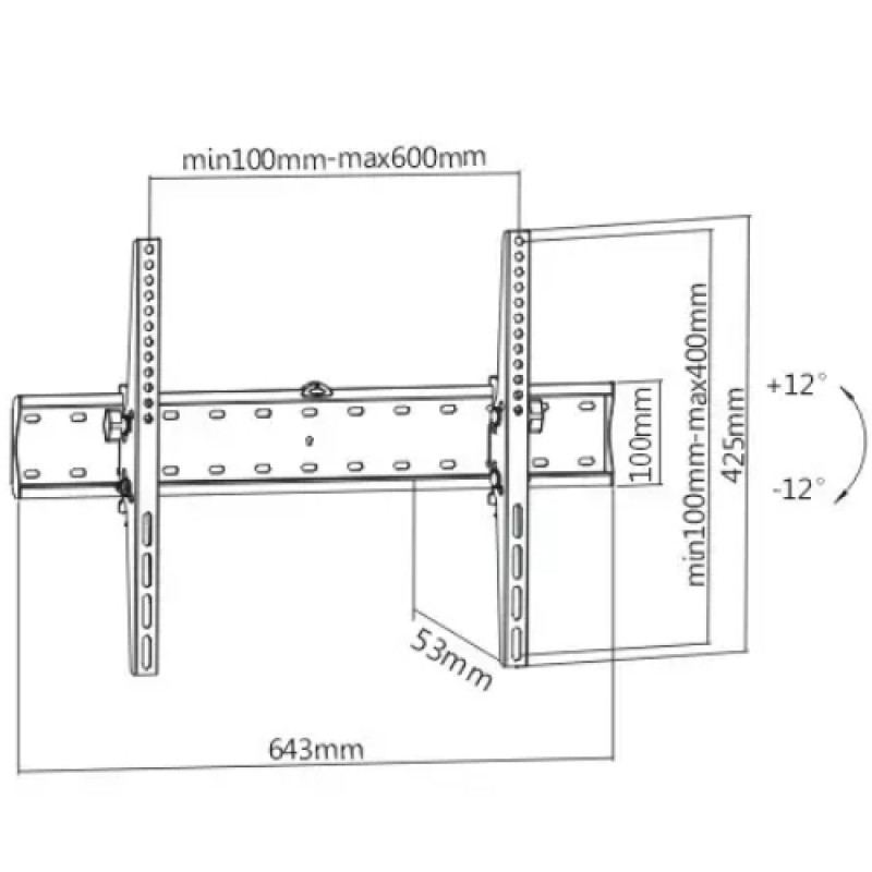 Кріплення для ТВ ITECHmount PLB2 VESA 600x400/Max 40kg/Black