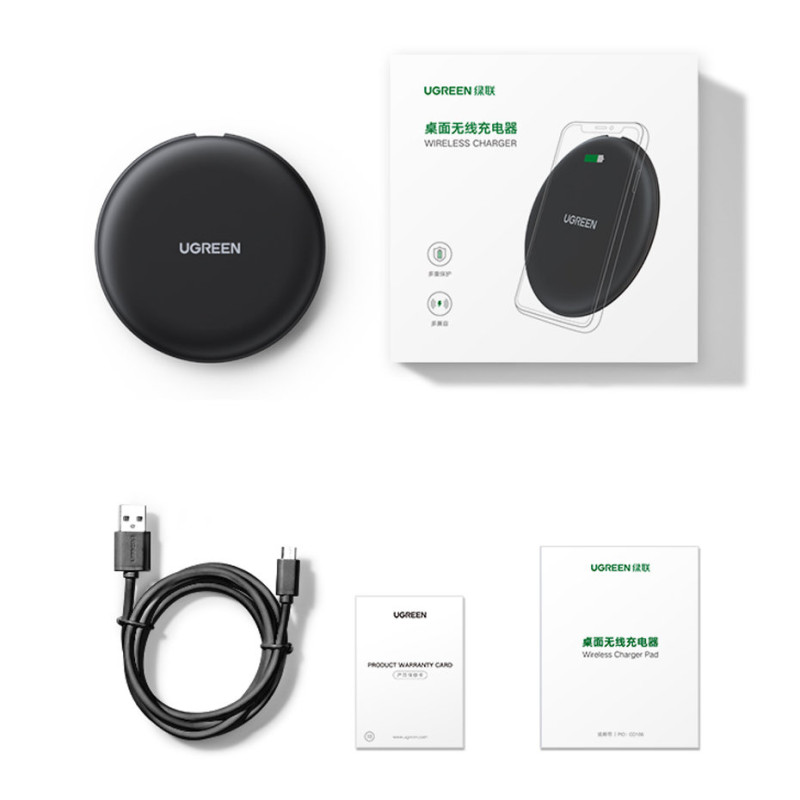 Бездротовий зарядний пристрій Ugreen CD186 Wireless Charging Pad (15 W) Чорний