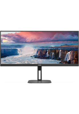 TFT 34" AOC U34V5C/BK, WQHD, VA, 100Гц, 1мс, HDMI, DP, USB-C, USB-hub, HAS, колонки, чорний