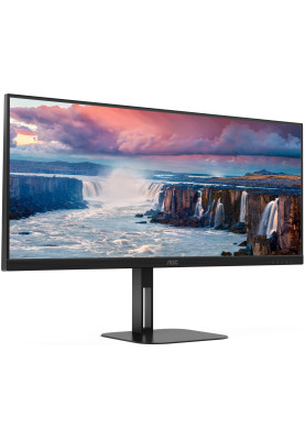 TFT 34" AOC U34V5C/BK, WQHD, VA, 100Гц, 1мс, HDMI, DP, USB-C, USB-hub, HAS, колонки, чорний