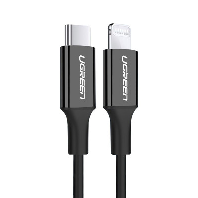 Кабель USB 2.0 Type-C M-Lightning M, 1 м, 3A, Nickel Plating ABS Shell Чорний, US171 UGREEN