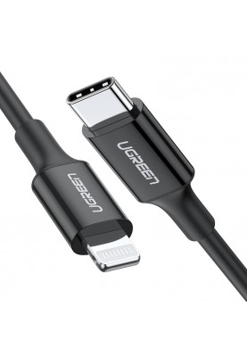 Кабель USB 2.0 Type-C M-Lightning M, 1 м, 3A, Nickel Plating ABS Shell Чорний, US171 UGREEN