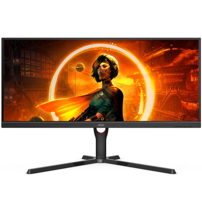 Монітор TFT 34" AOC U34G3XM/EU, WQHD, VA, sRGB 120%, 144Гц, 1 мс, 2хHDMI, DP, HAS, колонки, чорний