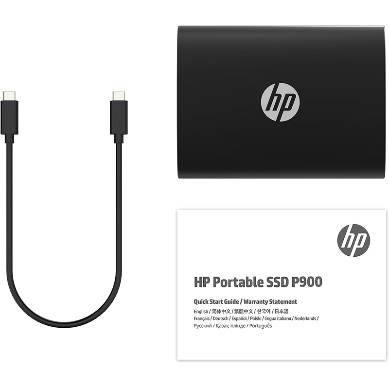 SSD external, USB 3.1 Gen2 Type-C  512Gb, HP P900, TLC, Black, чорний, Retail