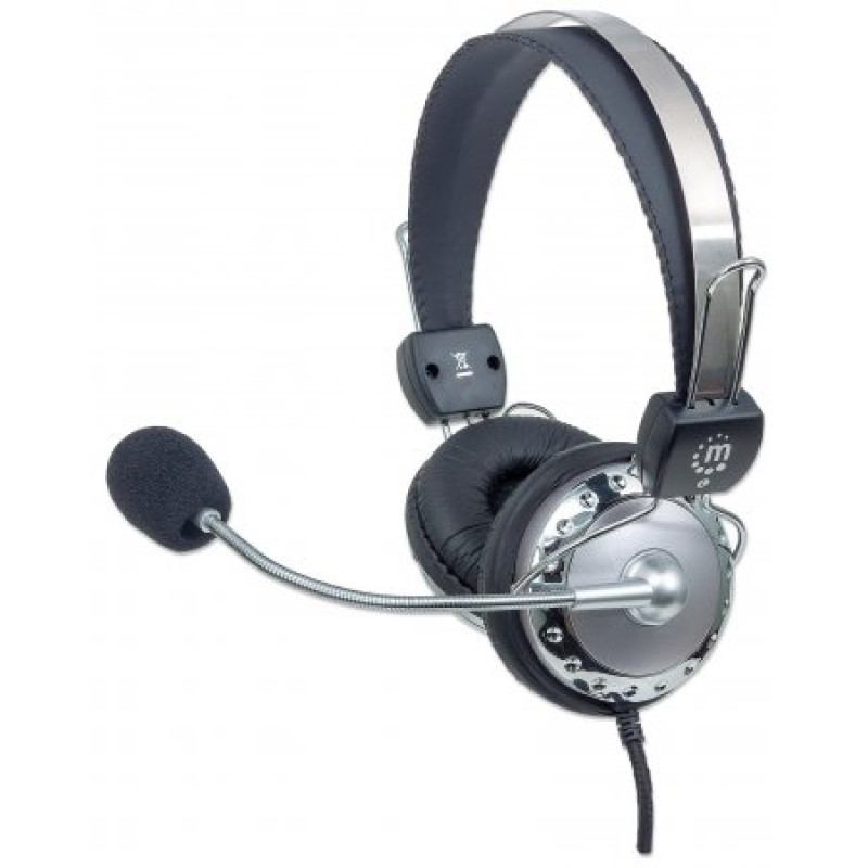 Навушники з мікрофоном  Manhattan Headset Stereo Silver