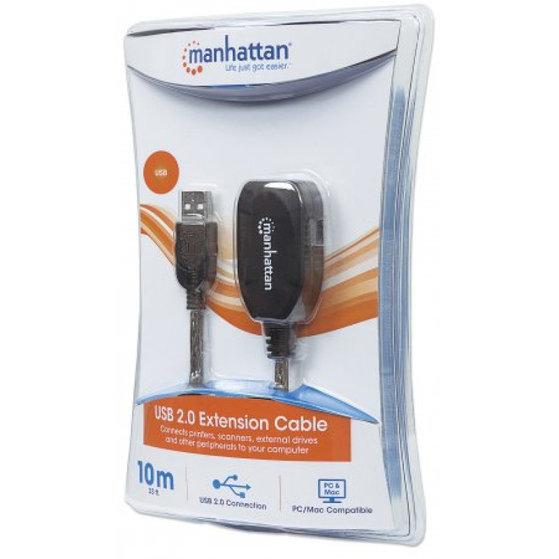 Кабель USB AM-AF (продовжувач),10.0 м, активний, RTL Manhattan